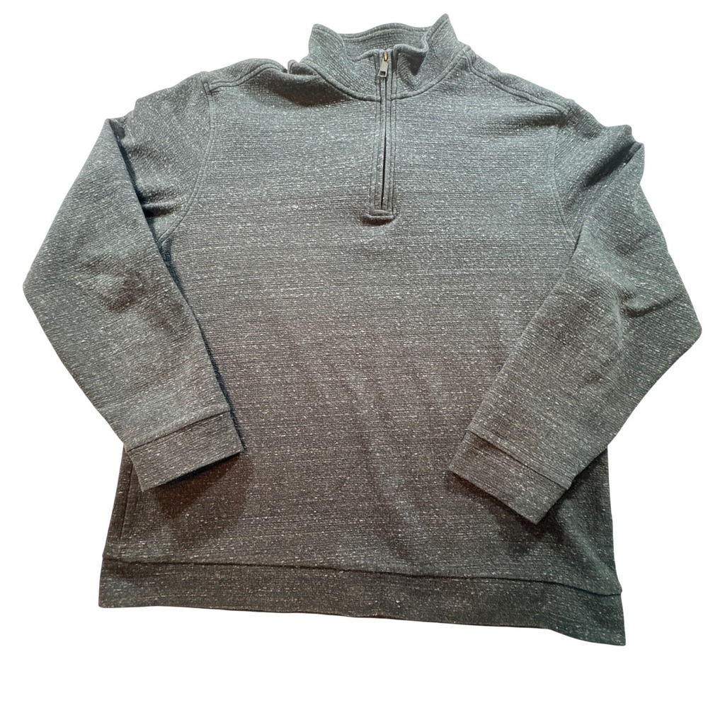 Fairlane Quarter Zip‎ Pullover Mens XXL Charcoal Gray Marl Textured Knit Sweater